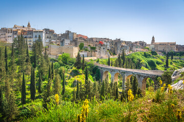 Gravina in Puglia old town, bridge and canyon. Puglia, Italy