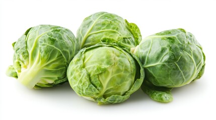 A close-up view of fresh cabbages on a clean white surface.