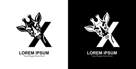 giraffe head logo design combined with the letter X
