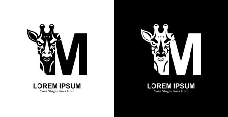 giraffe head logo design combined with the letter M