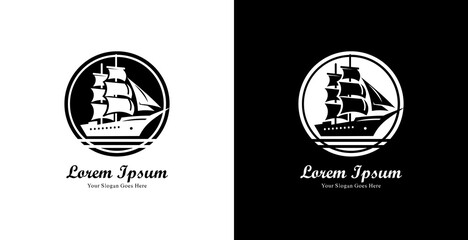 ship shaped logo design combined with a circle