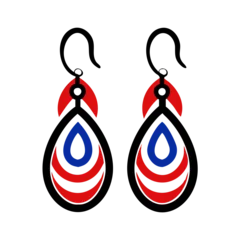 Photo sur Plexiglas Colorful earrings icon in red and blue, stylish accessory concept