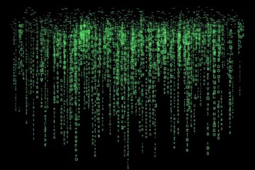 Fototapeta premium Digital data stream cascading on black background