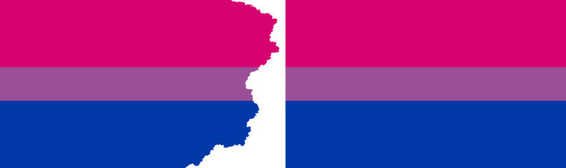 Bisexual Pride flags vector. Standard flag and with torn edges