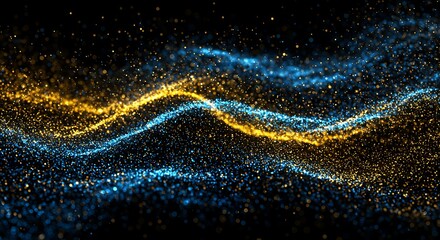 Abstract Particles Blue Gold Wave Seamless Loop 4K
