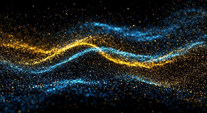 Abstract Particles Blue Gold Wave Seamless Loop 4K
