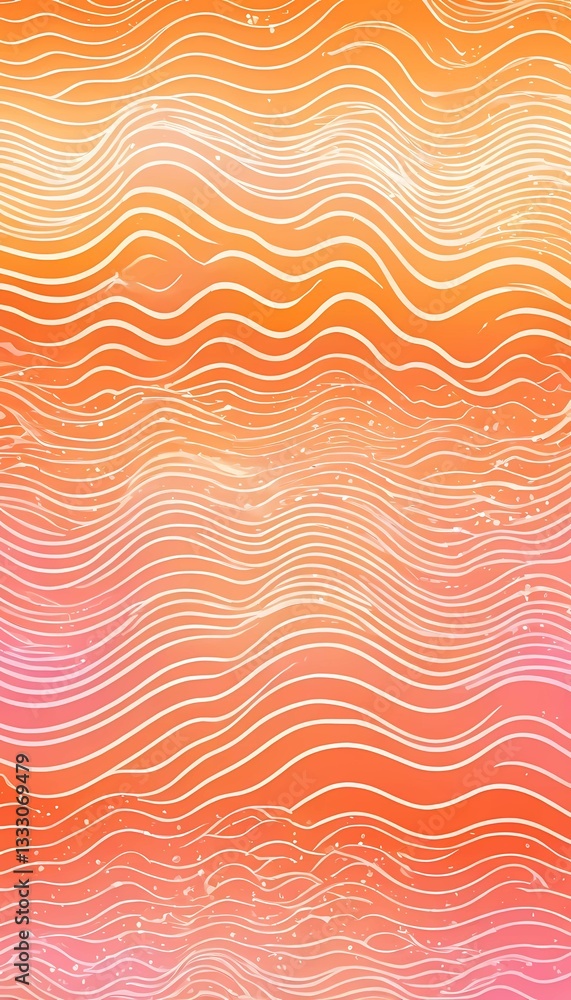 Poster soft waves of pink and orange ripple gracefully across the canvas, creating an uplifting atmosphere 