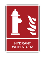Hydrant with Storz Sign, Fire Protection Equipment Sign with Vertical Explanation - High Quality Vector Stock Image