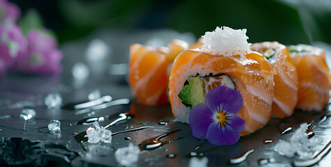 Sushi z łososiem, ogórkiem i kwiatem – wyjątkowe danie z kuchni japońskiej