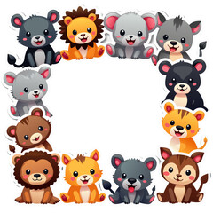 Obraz premium Furry Friends Forever: Adorable Animal Set, Fluffy Companions: Adorable Pet Collection Whiskers & Paws: Cute Pets Illustration Playful Pals: Happy and Lovable Pets