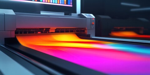 Vibrant Colors Printing Process: Large Format Digital Printer in Action