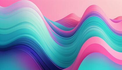 Obraz premium Dynamic and Vibrant Background with Flowing Blue, Mint, and Pink Gradients Disrupted by Glitch Distortions and Digital Noise