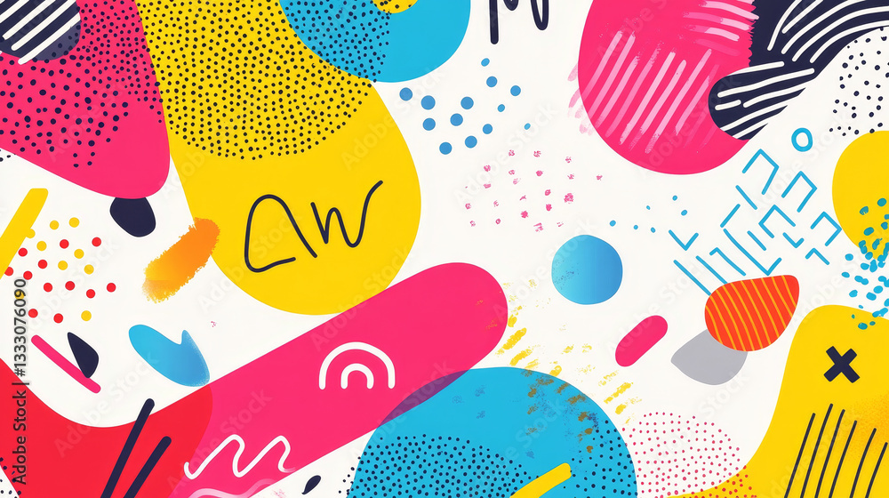 Poster bold geometric shapes. abstract empty organic forms for banner and discount labels. vector set. funn