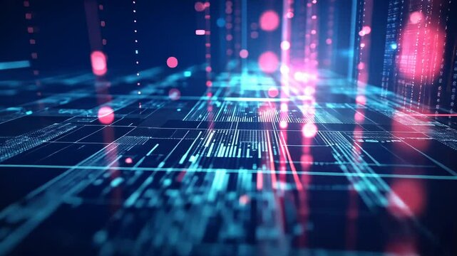 Abstract Digital Data Stream Visualization with Geometric Shapes and Flowing Particles