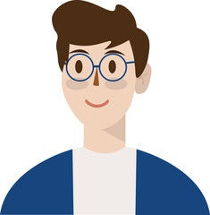 Flat Illustration of a Happy Man Wearing Glasses