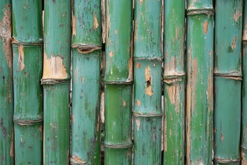Dense green bamboo grove texture in natural light. AI generative