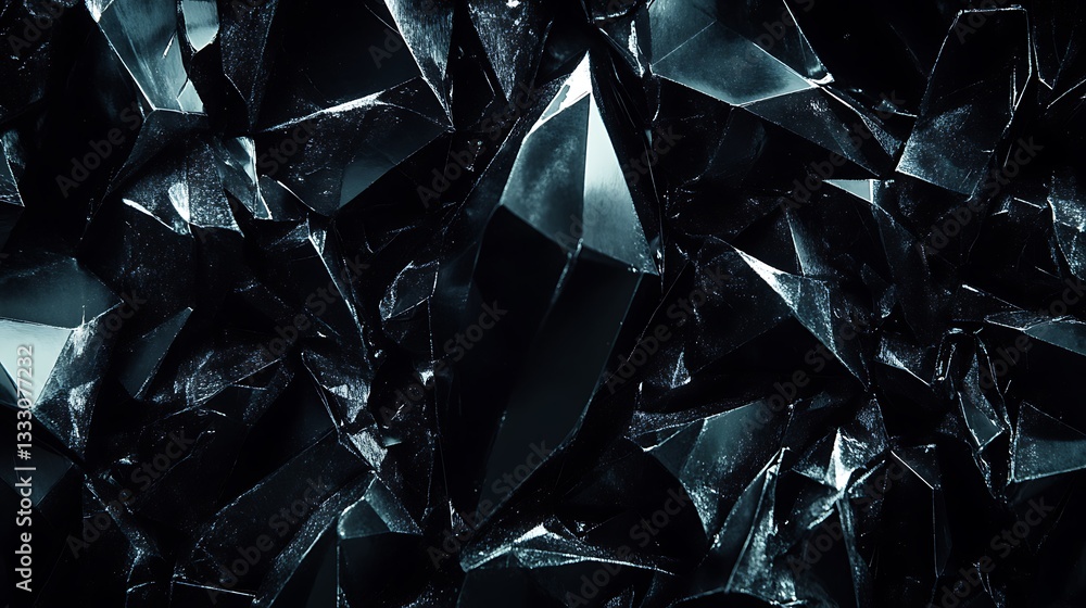 Poster abstract dark crystal shards with subtle light reflections full frame
