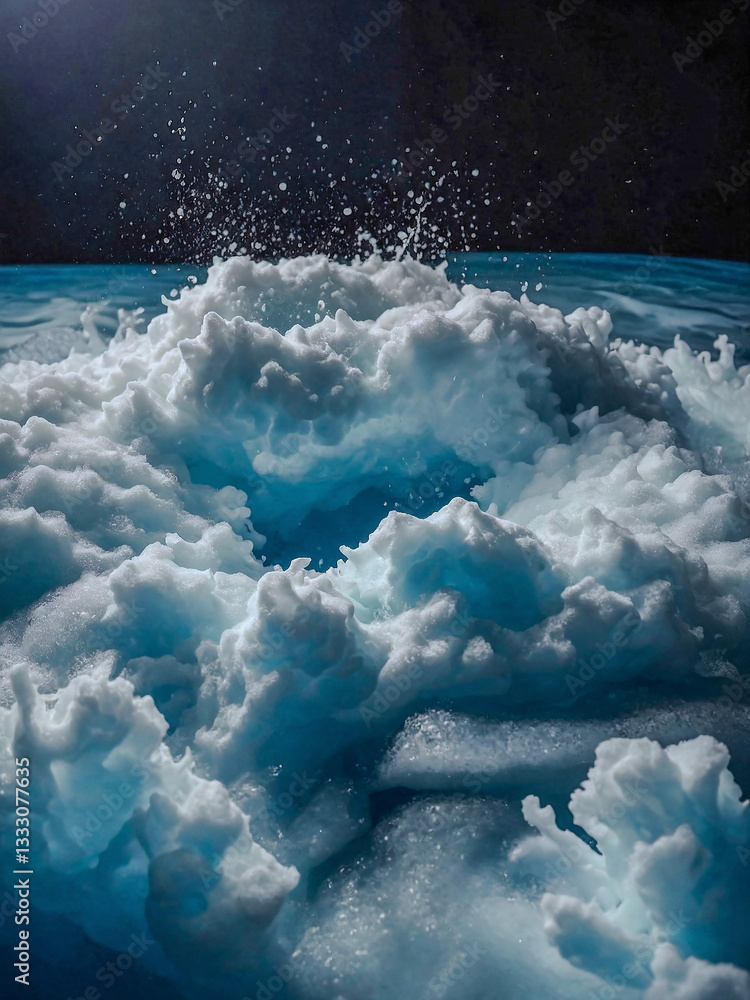 Poster foam floating in a serene space
