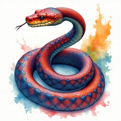Obraz premium A vibrant illustration of a colorful snake coiling, perfect for creative projects, wildlife themes, or educational materials.