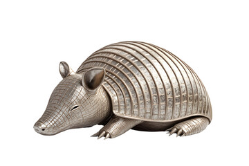 Obraz premium Metallic Armadillo Sculpture 3D Render Animal Figurine Wildlife Art