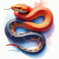 Obraz premium A vibrant and artistic illustration of a snake, combining striking colors and smooth textures. Perfect for wildlife, nature, or educational projects.