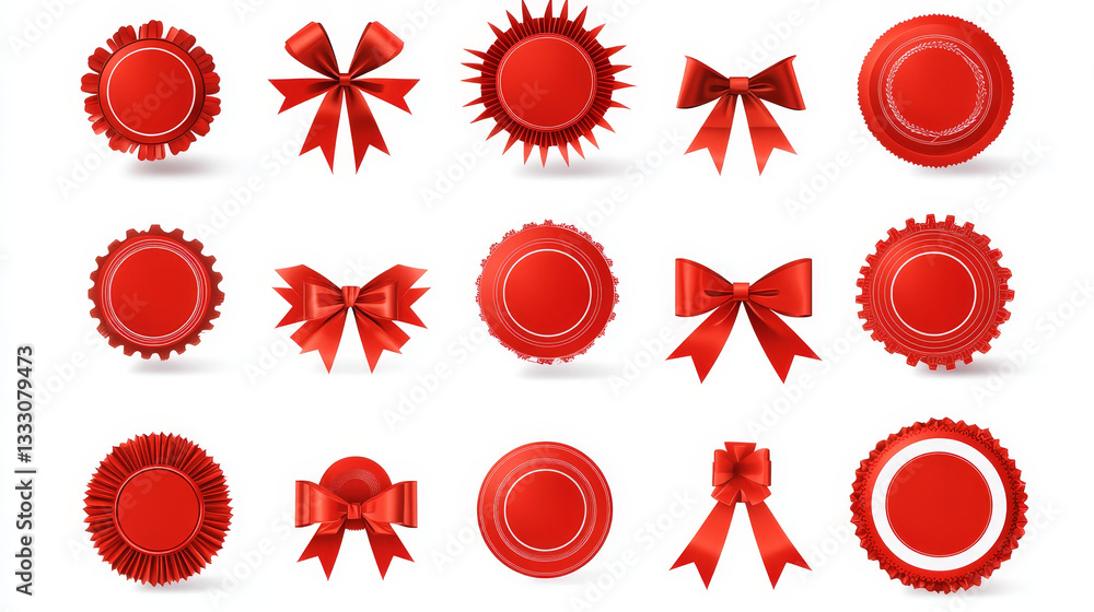 Poster flat ribbon banner badge, banners, badging frames with ribbons. shapes of different geometric shapes
