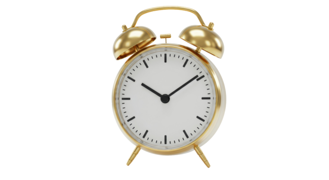 Isolated Golden Alarm Clock, Representing Management