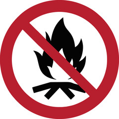 forbidden to light a campfire sign illustration