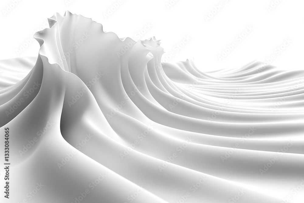 Aufkleber abstract white wave serenity in digital rendering for minimalist design