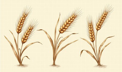 Vintage-style illustration of wheat stalks ideal for agricultural, culinary, or organic product branding.