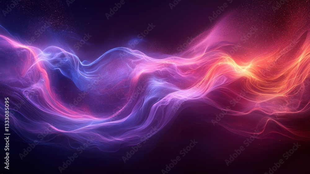 Poster abstract background with dynamic flowing energy waves in neon colors