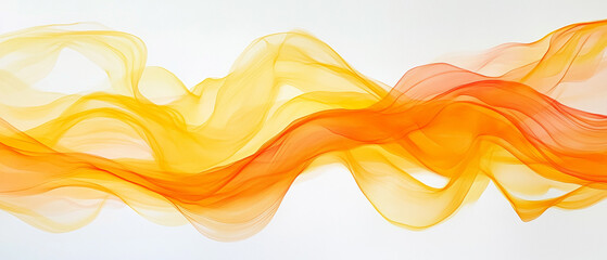 Layered transparent waves of orange and yellow over a white canvas-3