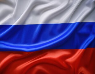 Fototapeta premium Russian flag waving gently in soft light with rich colors and intricate folds