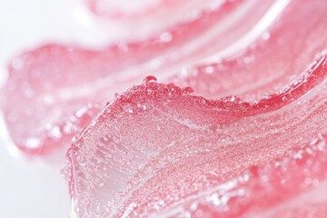 Photo of Fresh lip gloss smear of bright pink color. Background texture for backdrops or mapping