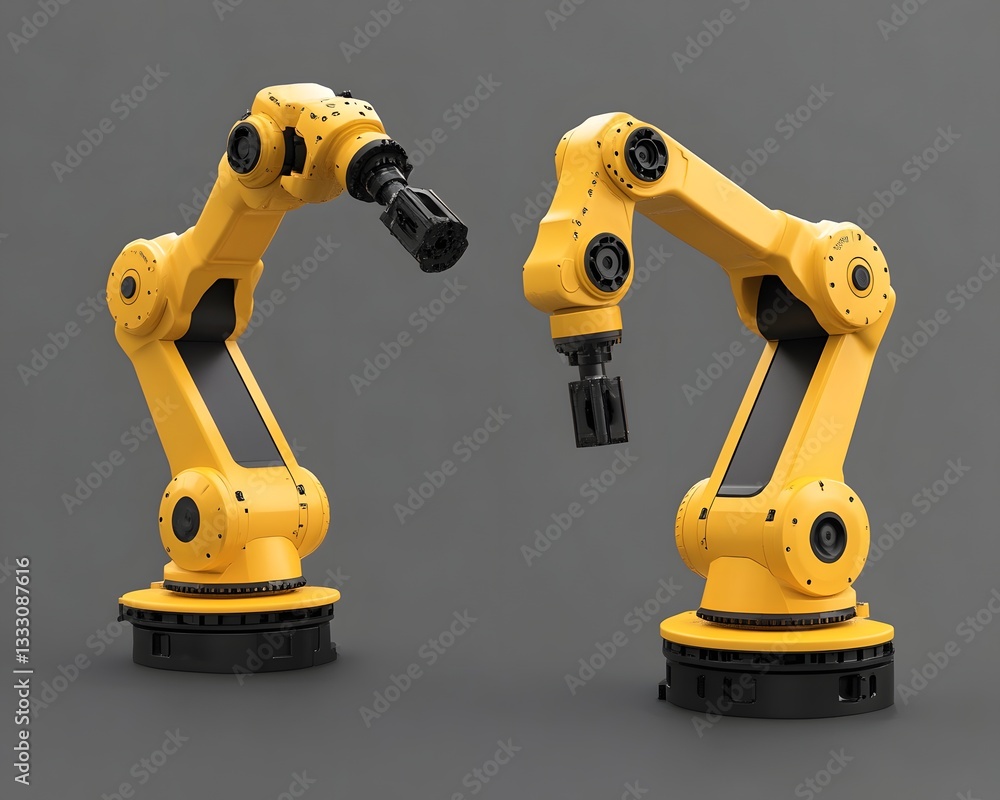 Aufkleber advanced yellow robotic arms designed for precision and automation in modern manufacturing environme