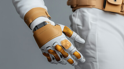 A robotic exoskeleton powered by biotech muscle fibers, enabling enhanced human mobility
