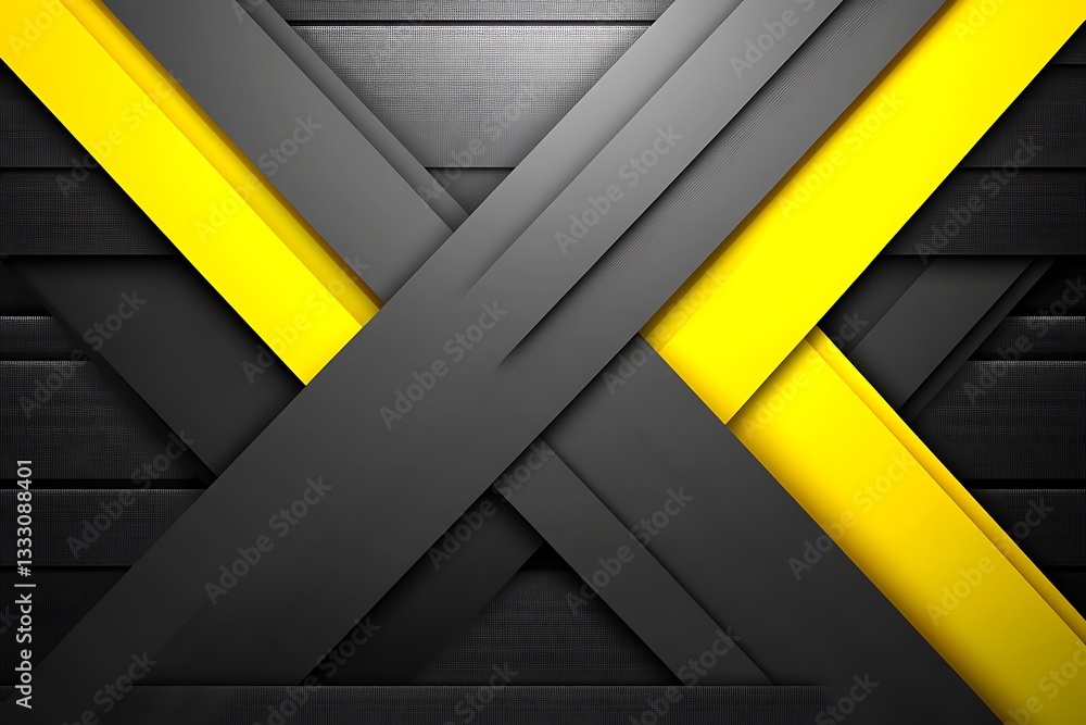Poster overlapping gray and yellow geometric shapes create modern and bold background