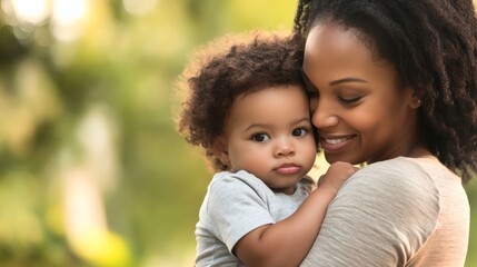 A mother and baby embracing each other in a close embrace