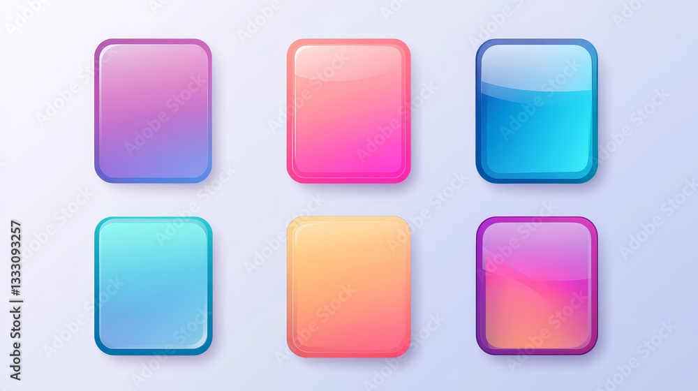 Poster rectangular geometric badges. trendy frame, minimal design and abstract gradients frames template la