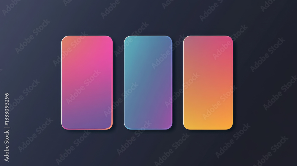 Poster rectangular geometric badges. trendy frame, minimal design and abstract gradients frames template la