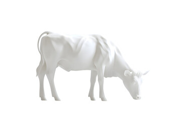 White Grazing Cow Silhouette on Transparent Background for Design Projects