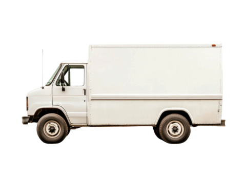 Delivery truck in urban setting transport vehicle commercial use side view logistics efficiency