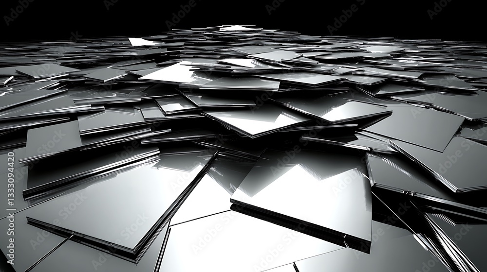 Poster a vast array of reflective square tiles on a black background