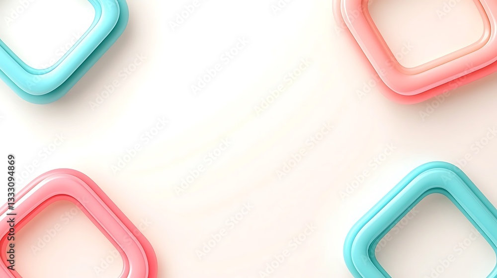 Poster four colorful rounded square frames against a soft white background