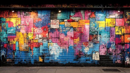 Colorful spray-painted abstract wall high resolution Background