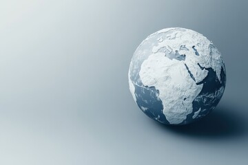 A minimalist depiction of a globe with textured continents