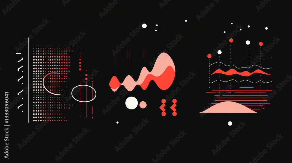 Poster sound waves. audio music rhythm wave pulse, voice signal level bar, song waveform graphic icons. vec