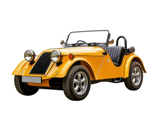 Vibrant classic yellow car urban streets vehicle photography daylight front view retro design