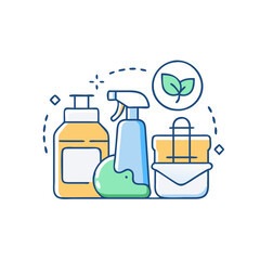 Eco-friendly cleaning products icon, symbolizing care for nature and safety