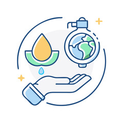 Fototapeta premium Save water icon, symbolizing resource conservation and ecology, save the planet